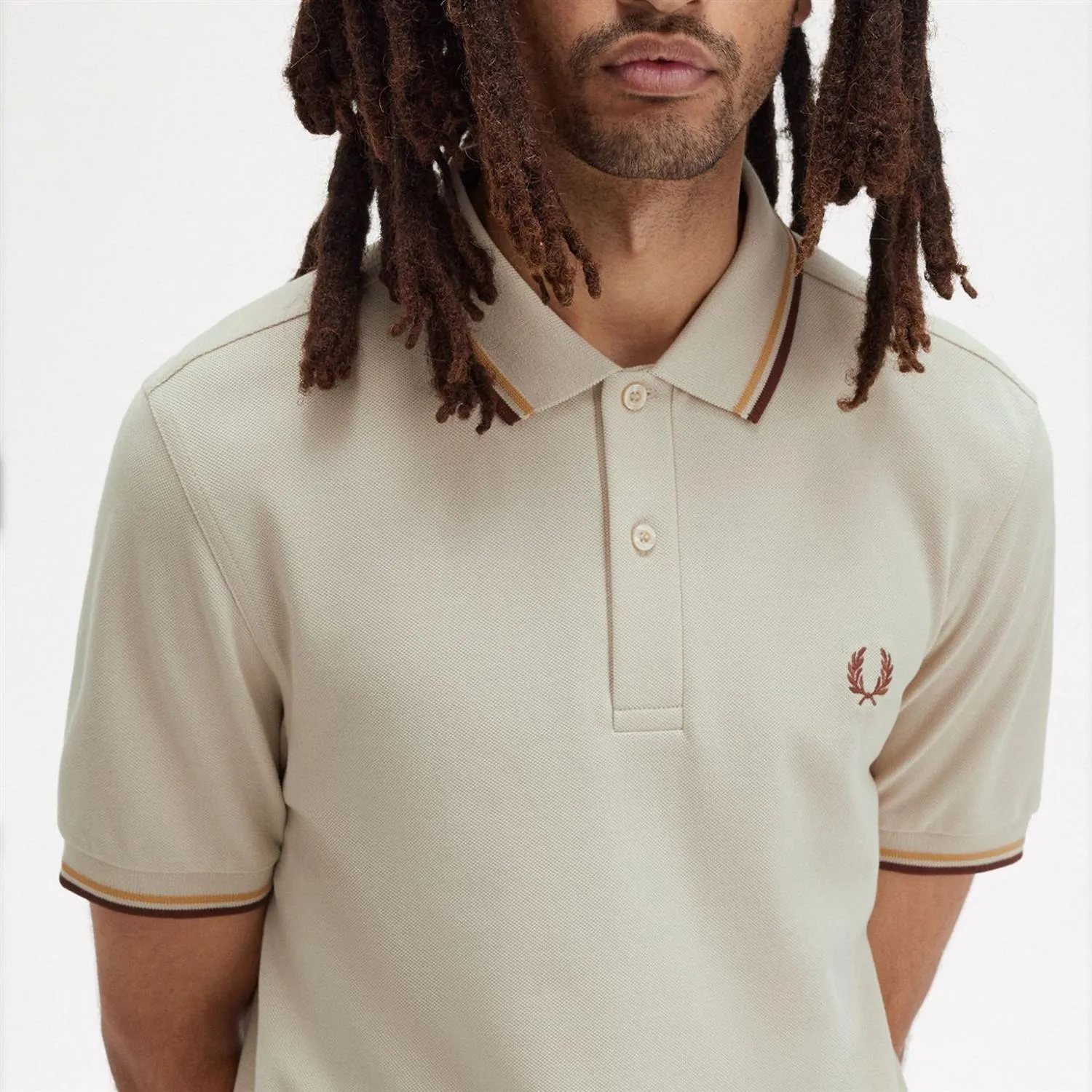 06697 Fred Perry twin tipped Fred Perry shirt oatmeal