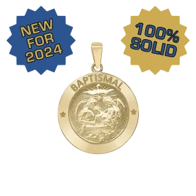 14K Gold Round Baptism Medallion (3/4 inch)