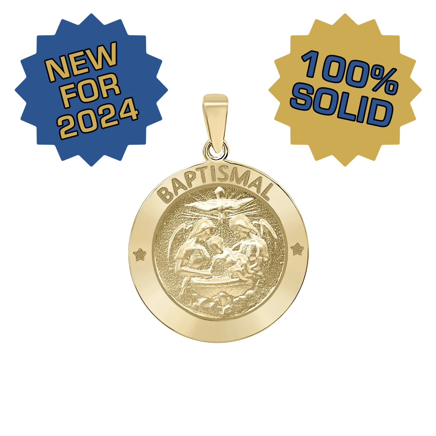 14K Gold Round Baptism Medallion (3/4 inch)