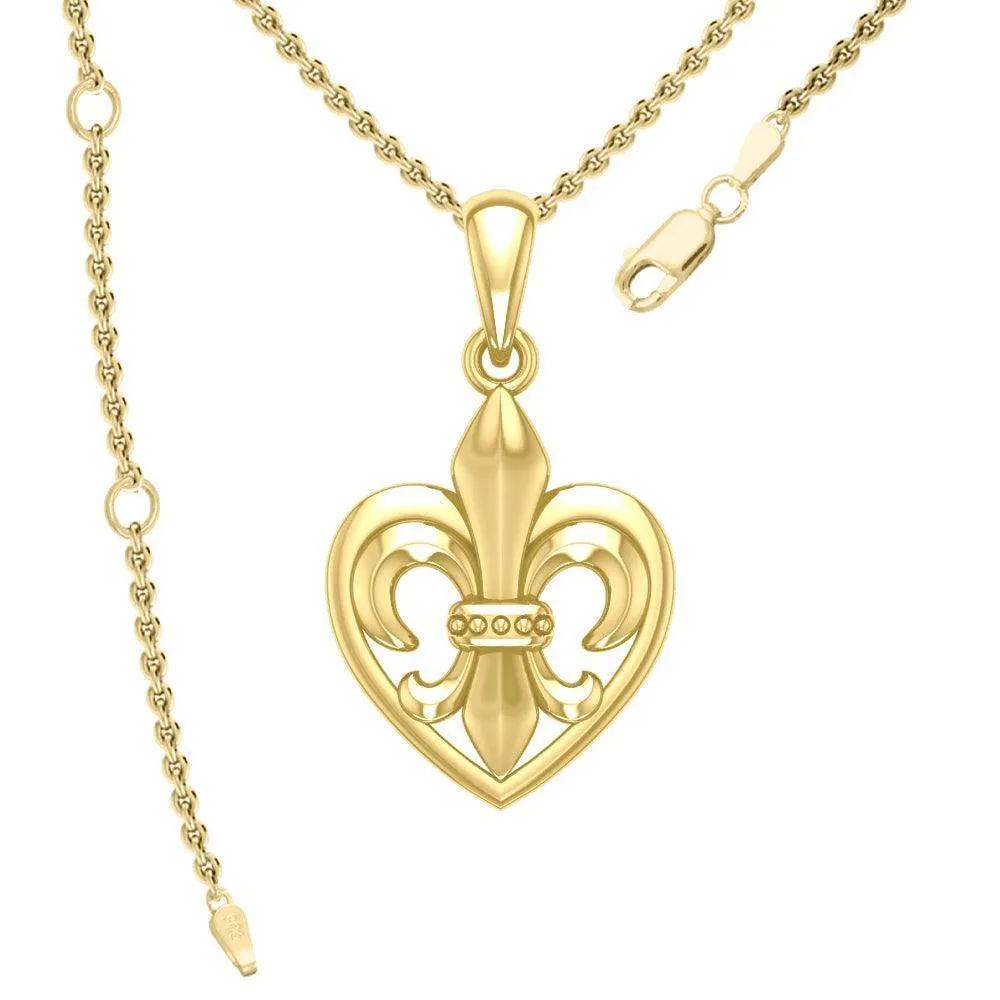 A powerful Fleur-de-Lis and Heart Yellow Gold Pendant GPD6067