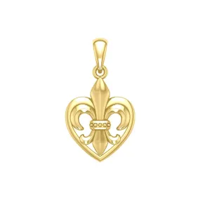 A powerful Fleur-de-Lis and Heart Yellow Gold Pendant GPD6067