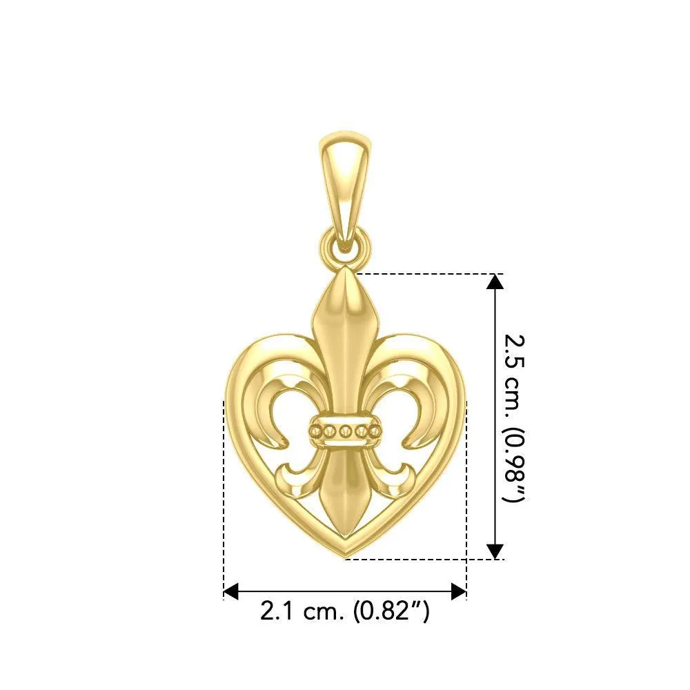 A powerful Fleur-de-Lis and Heart Yellow Gold Pendant GPD6067