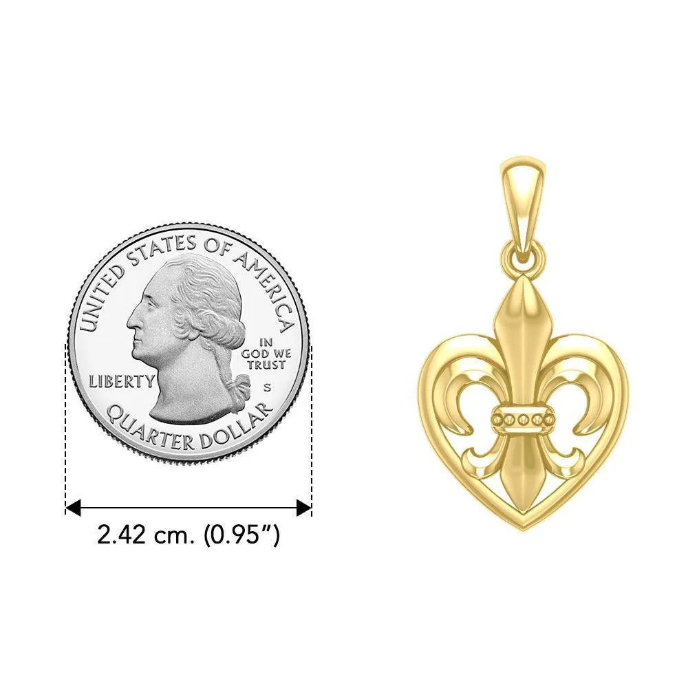 A powerful Fleur-de-Lis and Heart Yellow Gold Pendant GPD6067