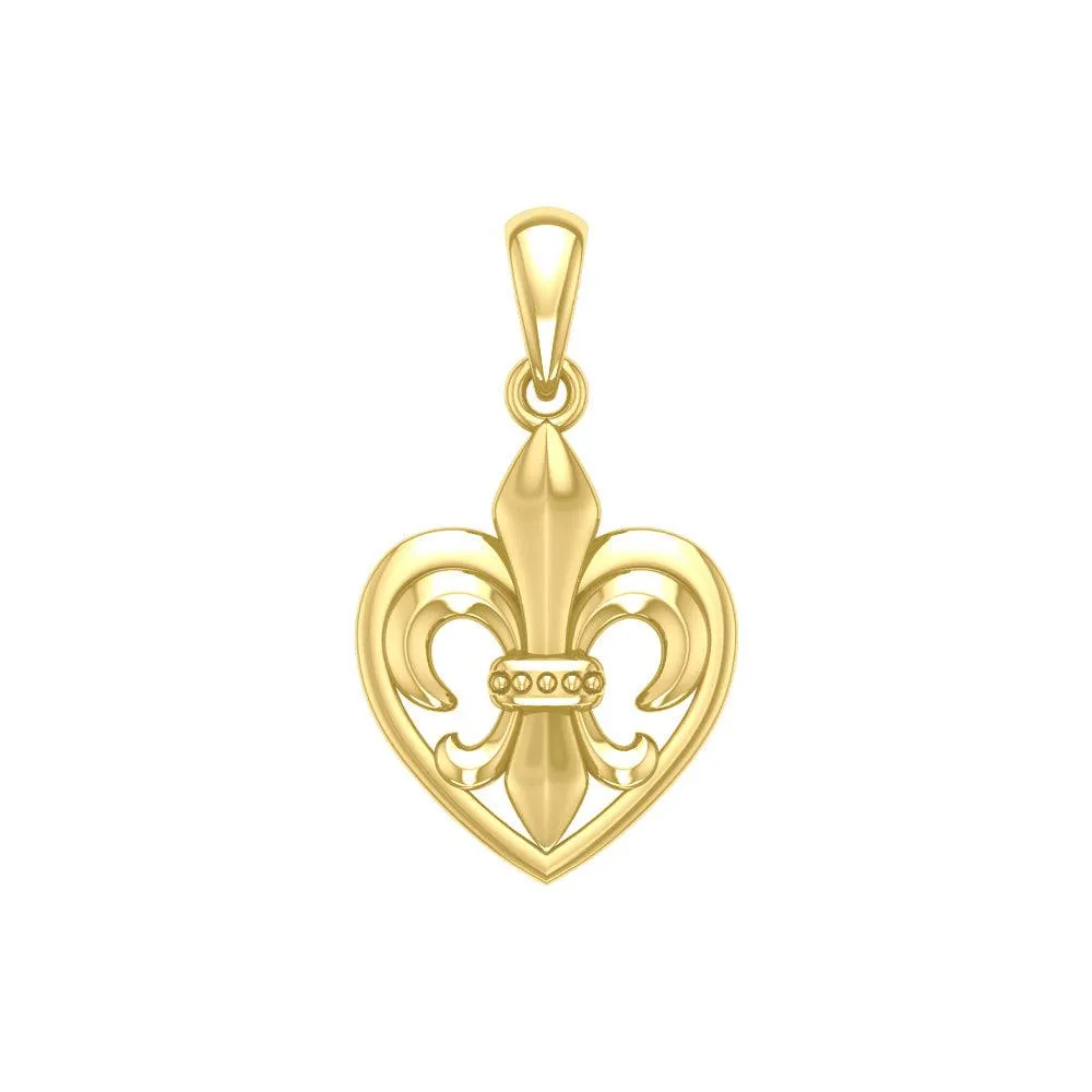 A powerful Fleur-de-Lis and Heart Yellow Gold Pendant GPD6067