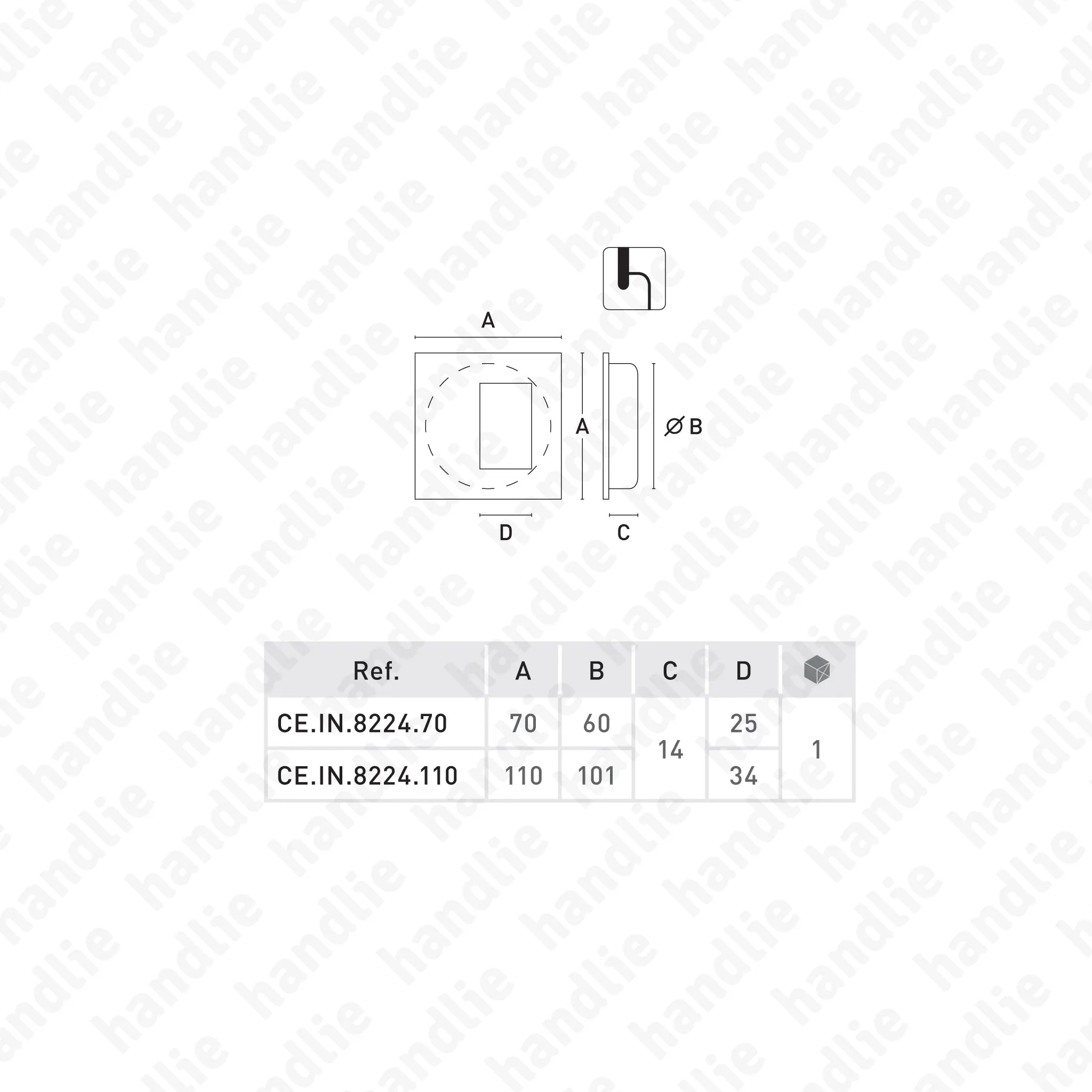 CE.IN.8224 - Concha embutir Q.70 e 110 - Inox