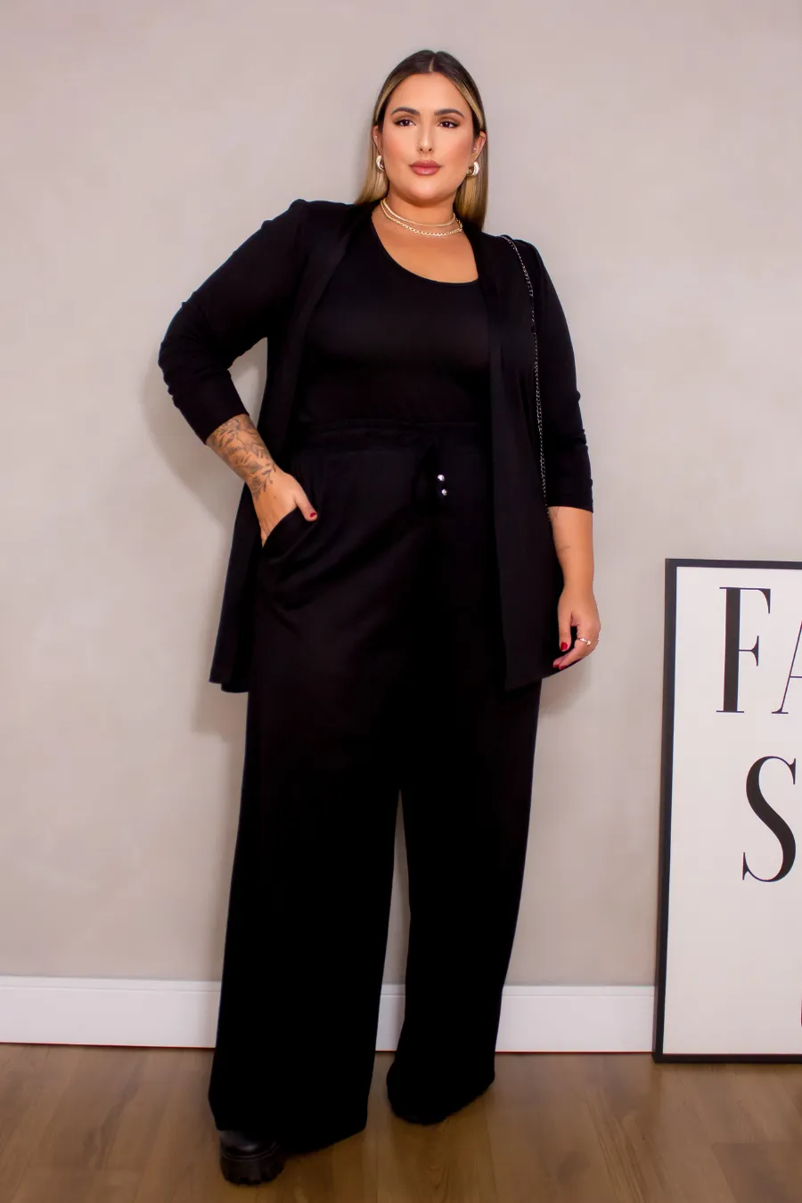 Conjunto Plus Size Três Peças Silvia Preto