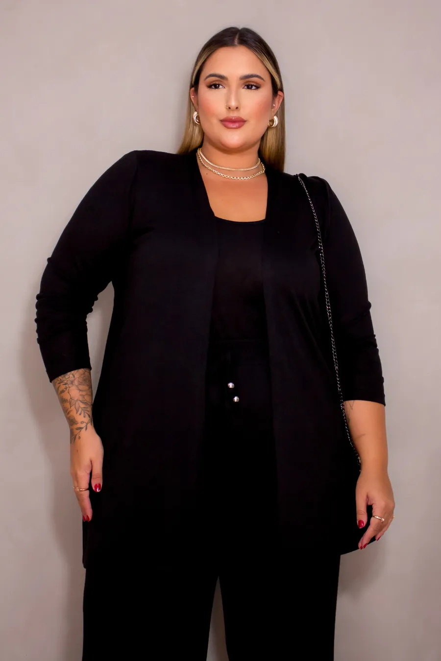 Conjunto Plus Size Três Peças Silvia Preto