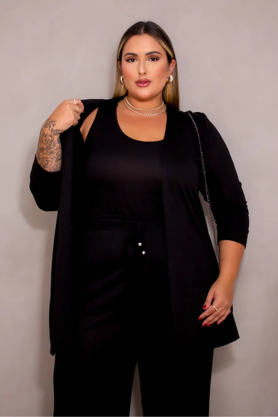 Conjunto Plus Size Três Peças Silvia Preto