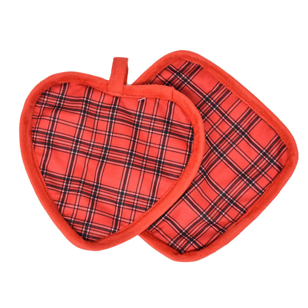 Coppia Presine Cuore Liabel Tartan Nero