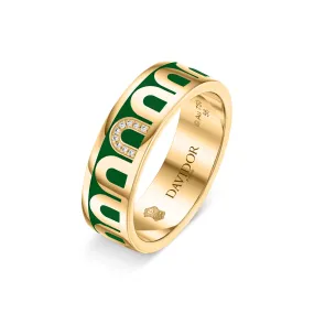 L’Arc de DAVIDOR Ring MM, 18k Yellow Gold with Palais Royal Lacquered Ceramic and Porta Simple Diamonds