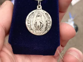 Miraculous Round Silver Pendant With Chain