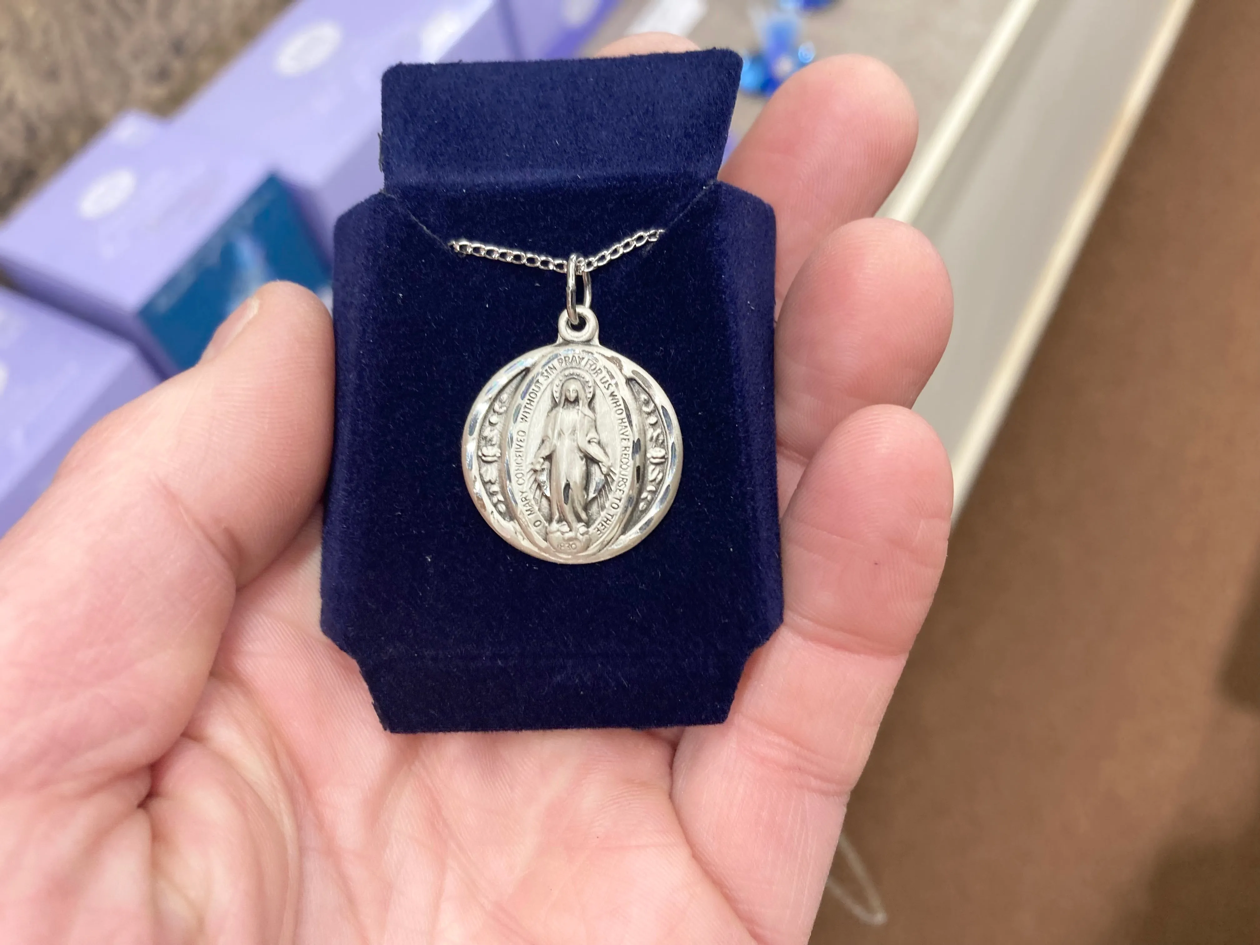 Miraculous Round Silver Pendant With Chain