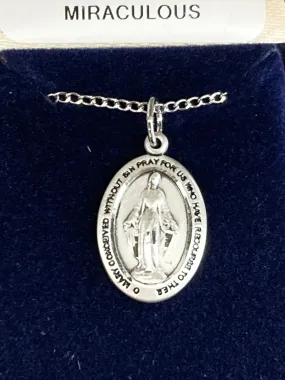 Silver Miraculous Medal And Chain