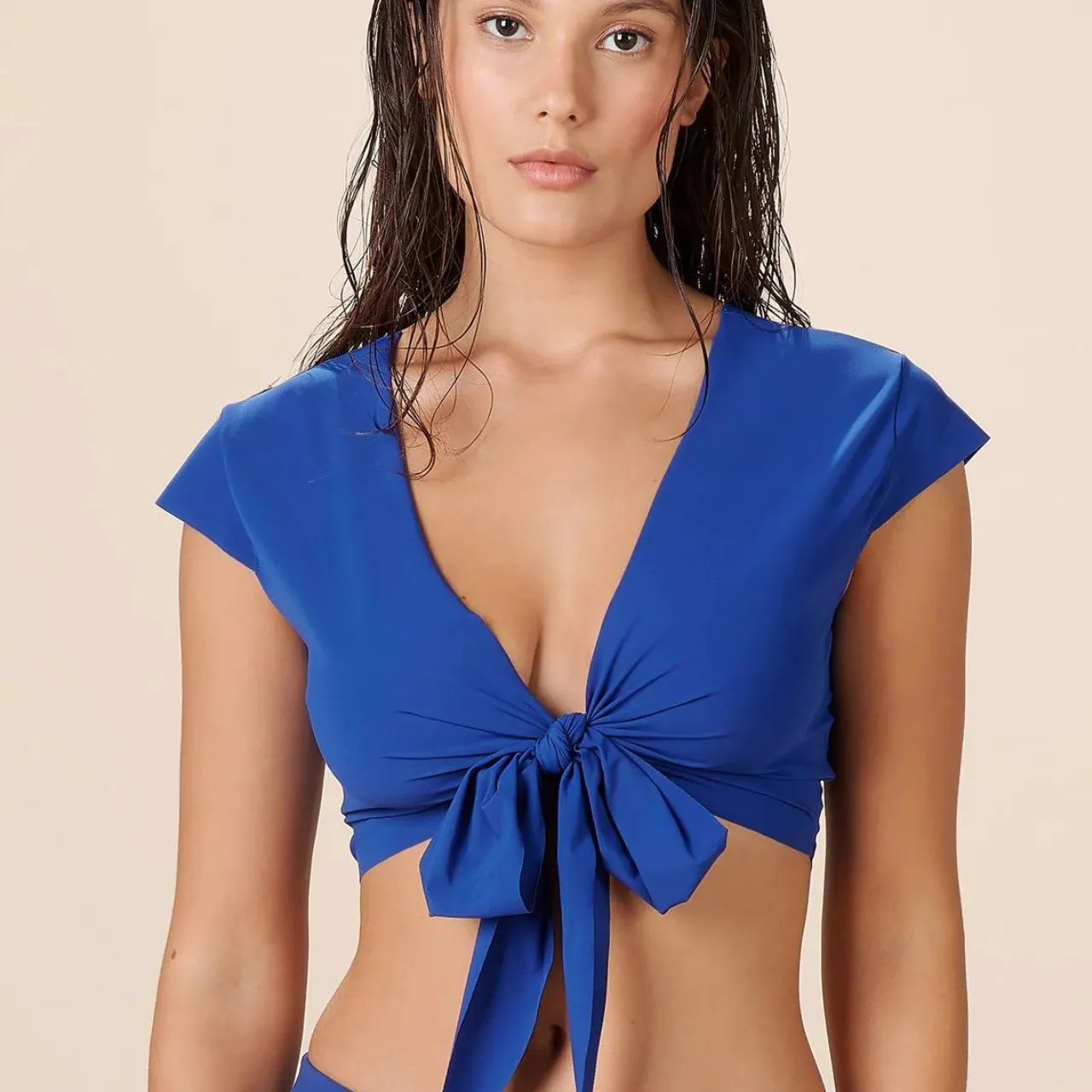 Tako Wrap Crop Top in Ocean